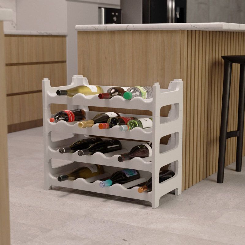 Monaco 24 Bottle Floor Wine Bottle Rack, Granite Grey