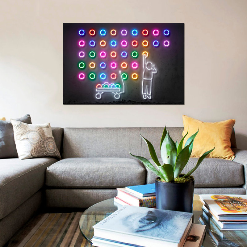 «Dots», impression sur toile, H 12 po x l 18 po x P 1,5 po, Toile tendue, Pas de tapis