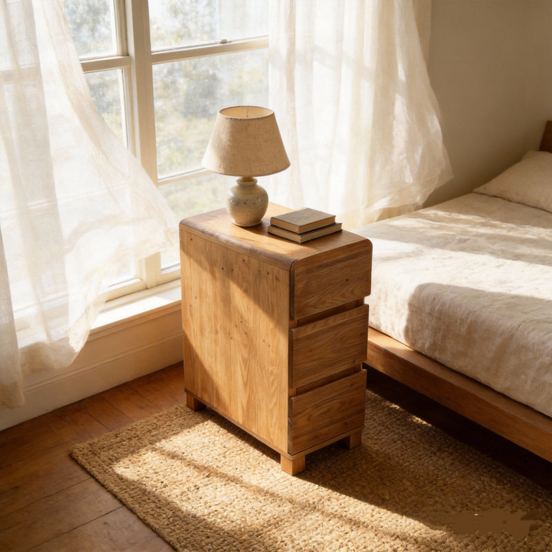 11.81cm W Solid Wood Bedside Table