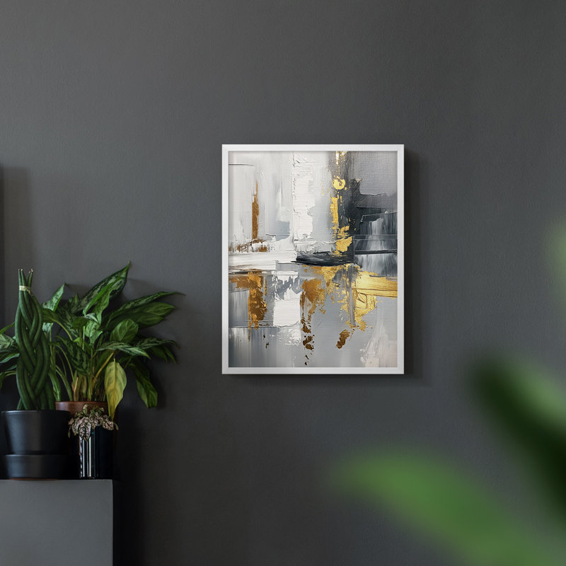ABSTRACT Series CDXC  -Premium Framed Print -Ready to Hang - No Nails Required, White, 11" H x 9" W