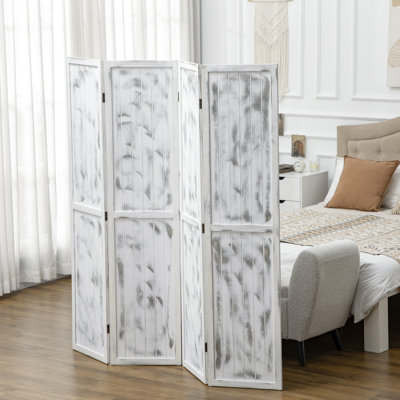 Paravent avec paravent pliable pour bureau d'intérieur 5,5 pi blanc rustique