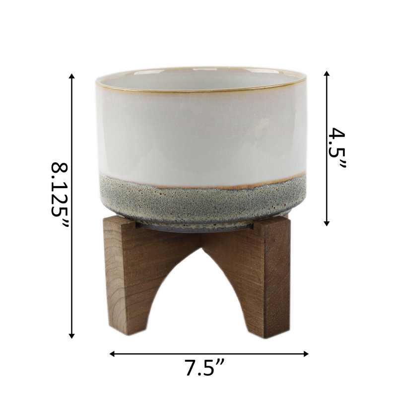 Pot de fleurs en céramique Nayeli, H 8,12 po x l 7,5 po x P 7,5 po, gris