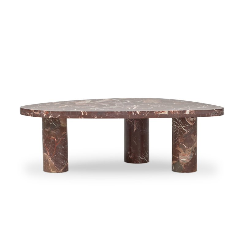 Zion Coffee Table - Small Table - Merlot, Merlot Marble, 15" H x 48" L x 30" W