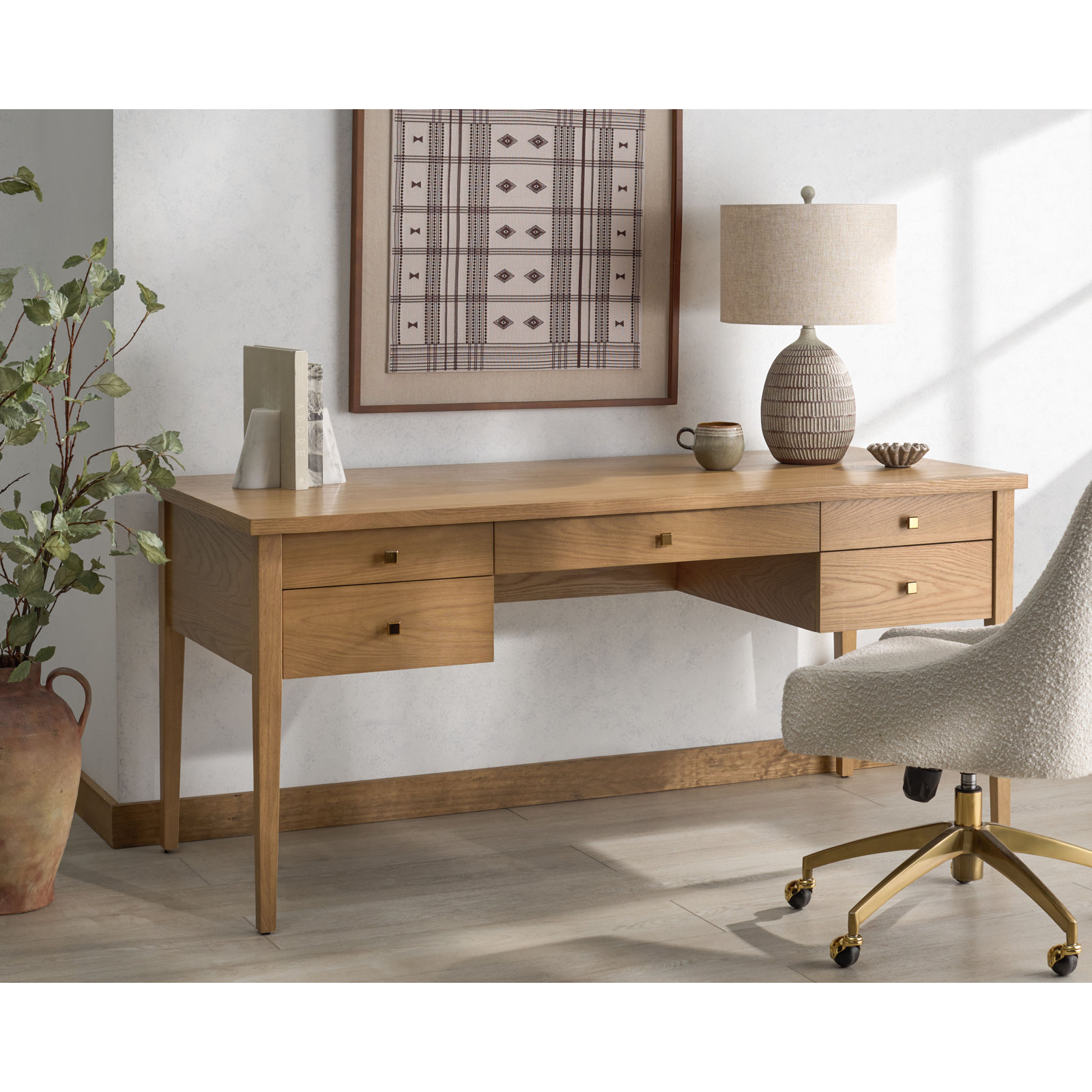 Makala 5 Drawer Wood Desk