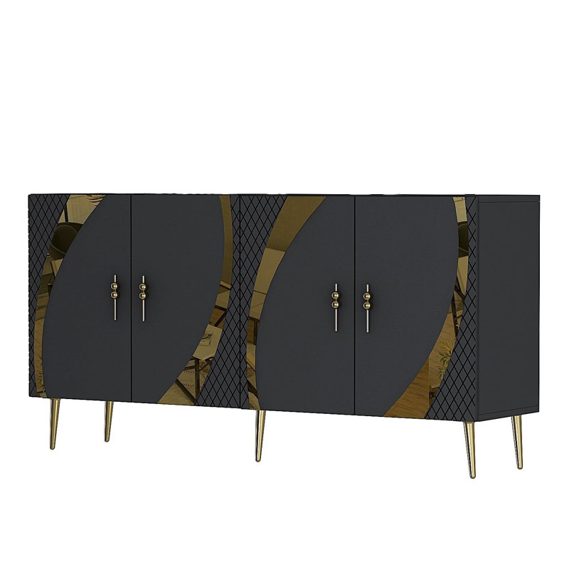 Olivia 150cm Console Table, Grey/Gold
