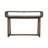 Modern Mango Wood & Travertine Console Table With Open Shelf And Sleek Curved Design