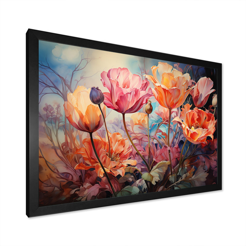 Tapisserie «Meadow Tulip» sur toile, H 34 po x l 44 po x P 1,5 po, Cadre photo noir