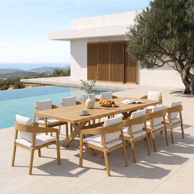 10-person Outdoor Patio Dining Set With Extendable Rectangular Table