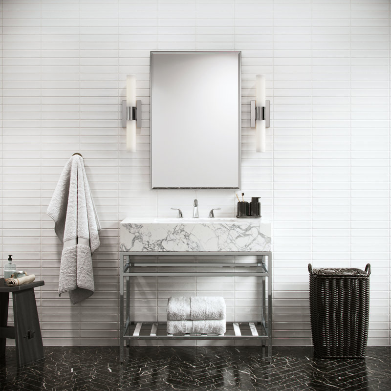 Evelien 2 Light Frosted Dimmable Vanity Light, Chrome