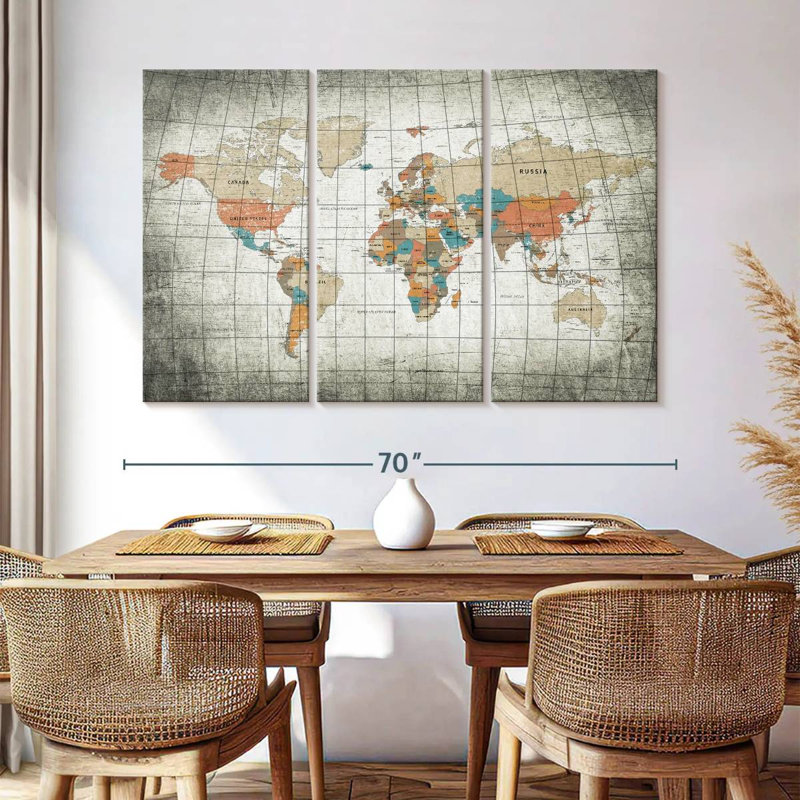 Carte du monde Aliaz, H 42 po x l 65 po