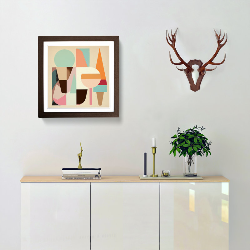 Ice Cream Suprematism - Single Picture Frame Print on Wood, Walnut