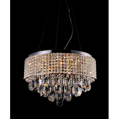 Transitional 6 Light Crystal Drum Chandelier