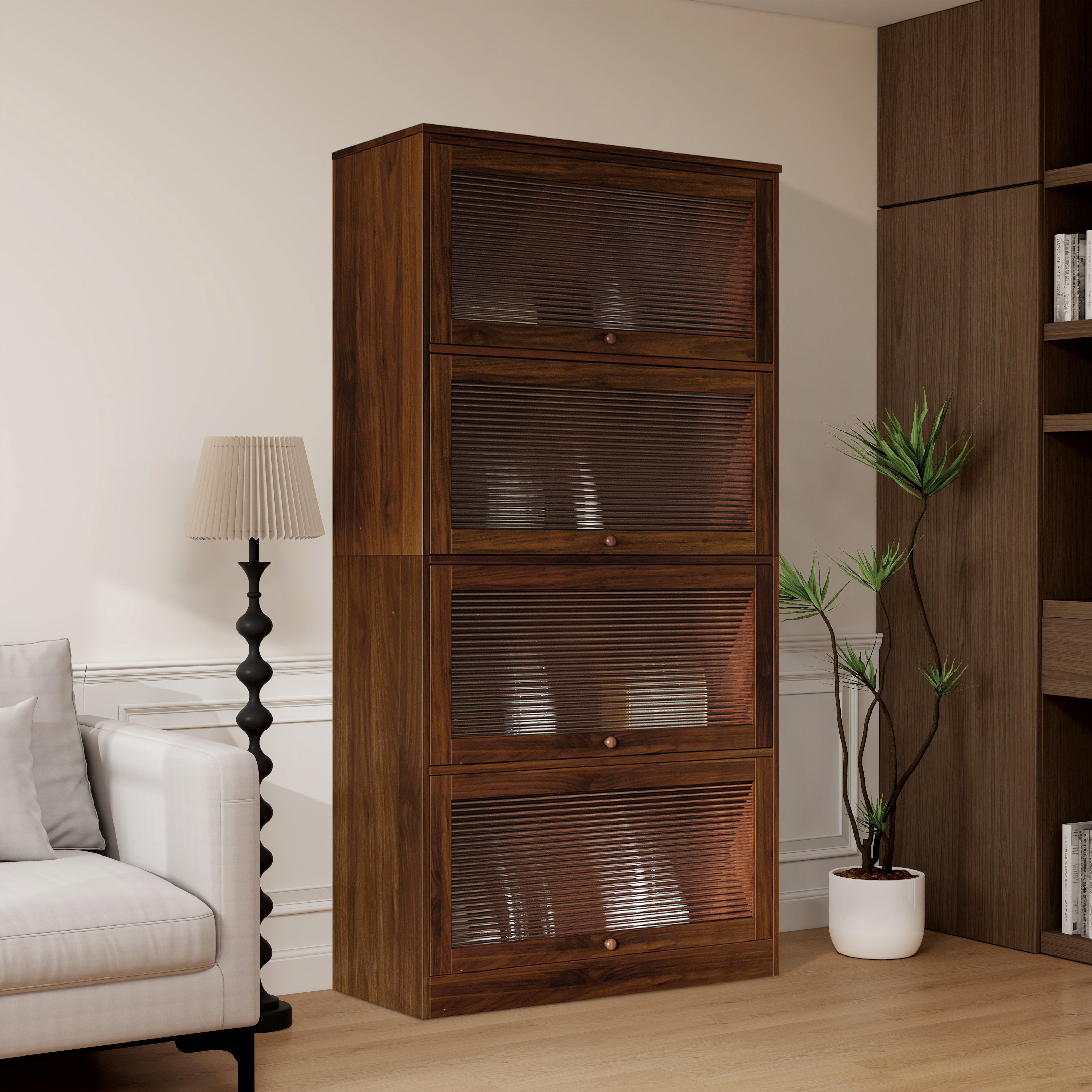 Latitude Run® Wide Storage Bookcase With Glass Doors | Wayfair