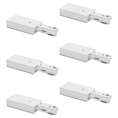 Connecteur d'extrémité de puissance à rail H Luxrite, accessoire d'éclairage à 3 fils H-Track à circuit unique, alimentation électrique en direct 120 V pour système de rail de type H, paquet de 6 blanc