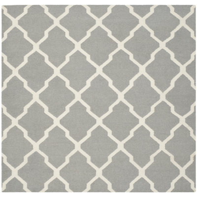 Rodgers Hand Woven Flat Weave Wool/Cotton Geometric Rug in Gray