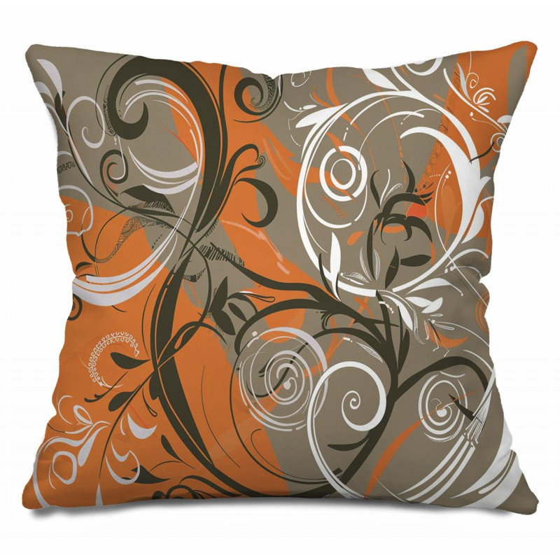 Coussin décoratif à motif floral, H 16 po x l 16 po
