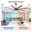 Ventilateur de plafond de 254 cm (100 po) à 8 pales en aluminium avec moteur à aimant permanent, télécommande, 6 vitesses et fonction réversible.-802736991