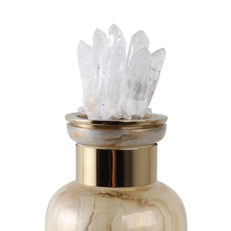Sagebrook Home 15" Frances Small Quartz Crystal Cluster Glass Bottle, 20" H x 5" W x 5" D