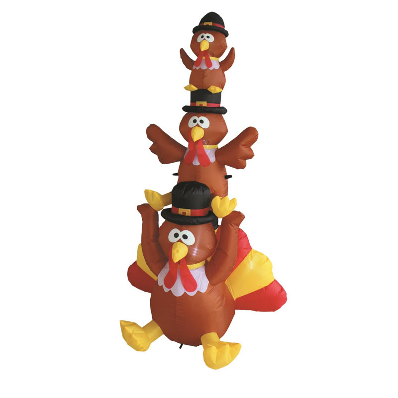  6 ft. Prelit Turkey Stack Inflatable