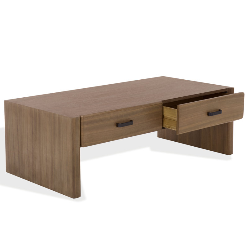 Table basse à 2 tiroirs Wynnrosa, Noyer