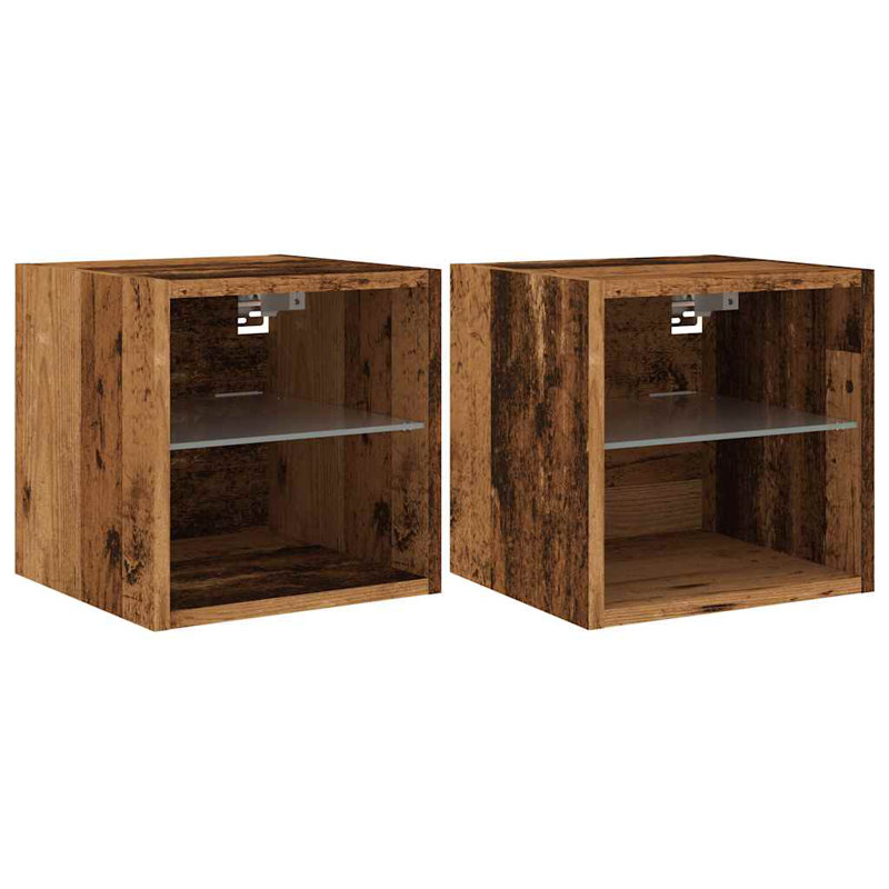 vidaXL Bedside Cabinet with LED Lights Storage Side Table Floating Nightstand