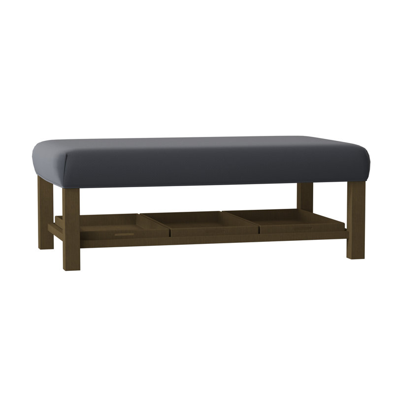 Paula Deen Home Upholstered Ottoman, Craftwood 23 Navy Performance Chenille, Molasses
