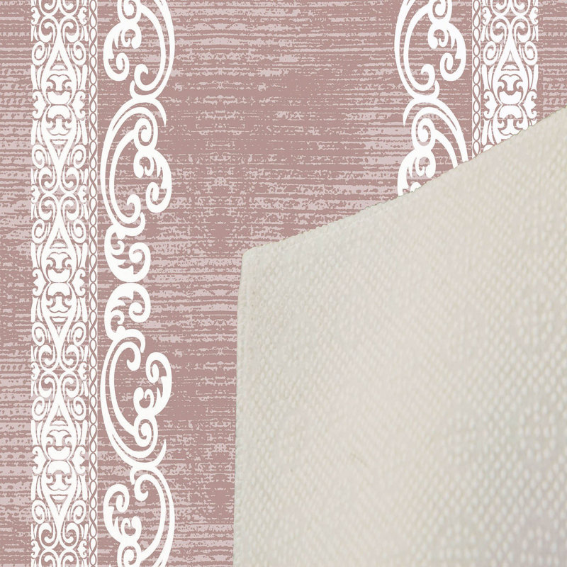 Tapis oriental tissé à plat en polyester rose / beige Altman, Rectangle 5 pi 11 po x 9 pi 2 po