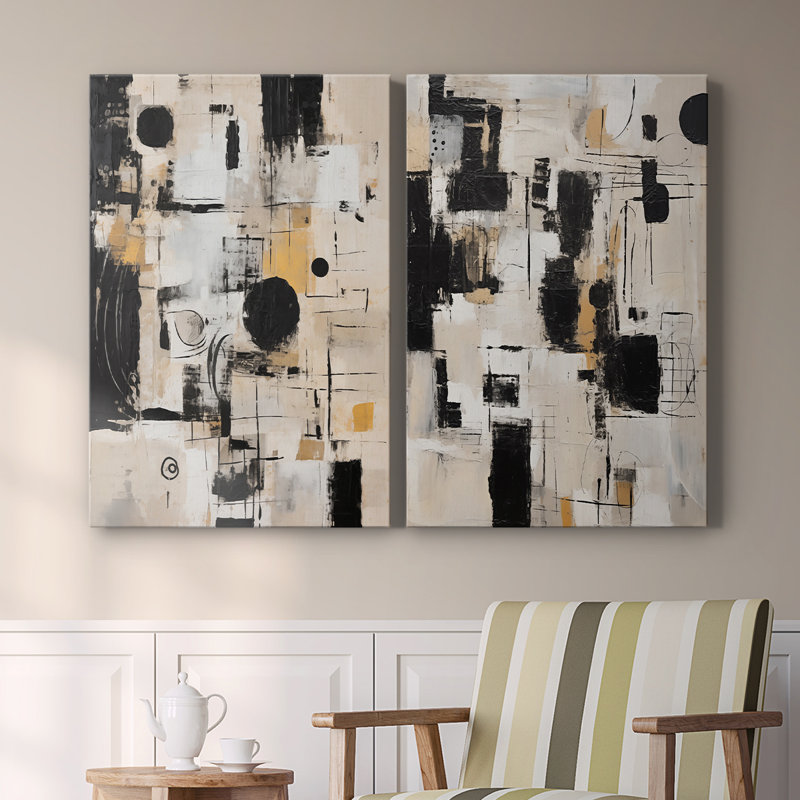 ABSTRACT Series CECXCIV - Toile tendue avec châssis de qualité supérieure - Prêt à être accroché, H 48 po x l 64 po