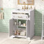Meuble-lavabo 24 po avec lavabo en céramique intégré, armoire de salle de bain avec 2 portes, 1 tiroir basculant, meuble-lavabo simple pour salle de bain petite et moyenne, blanc-2133101195
