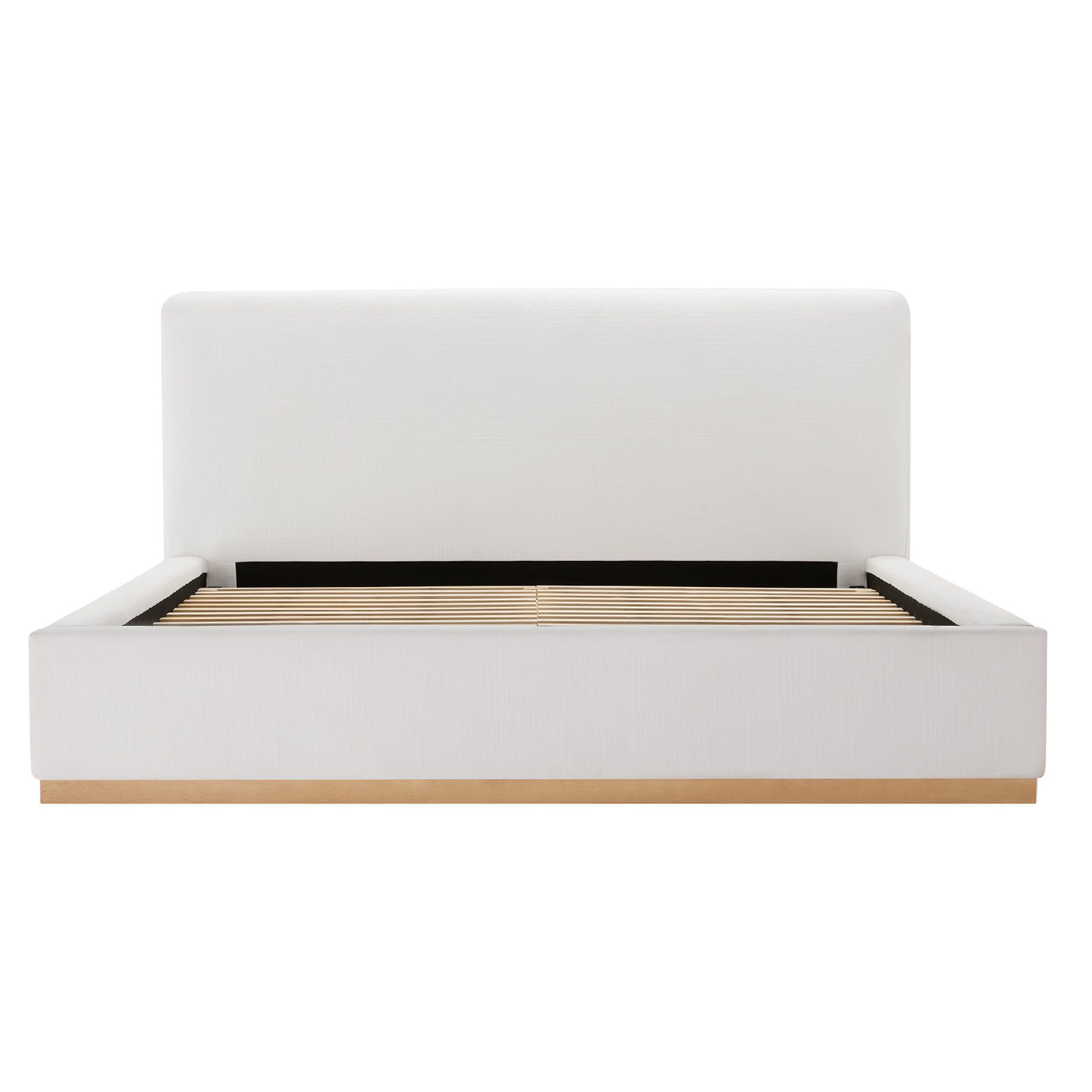 Delpha Grounded Upholstered Wood Base Bed, King, Selene White