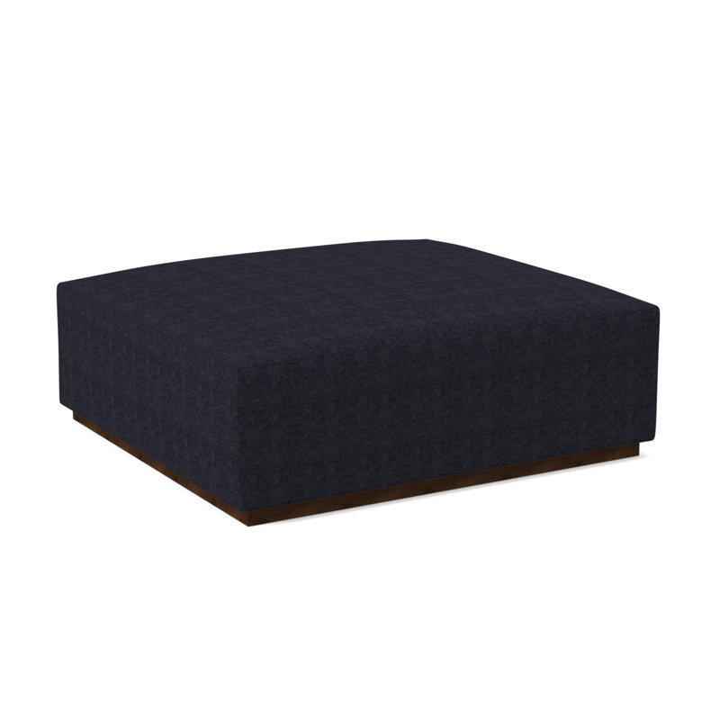 Club Upholstered Ottoman, American Walnut, Venice Navy 100% Polyester