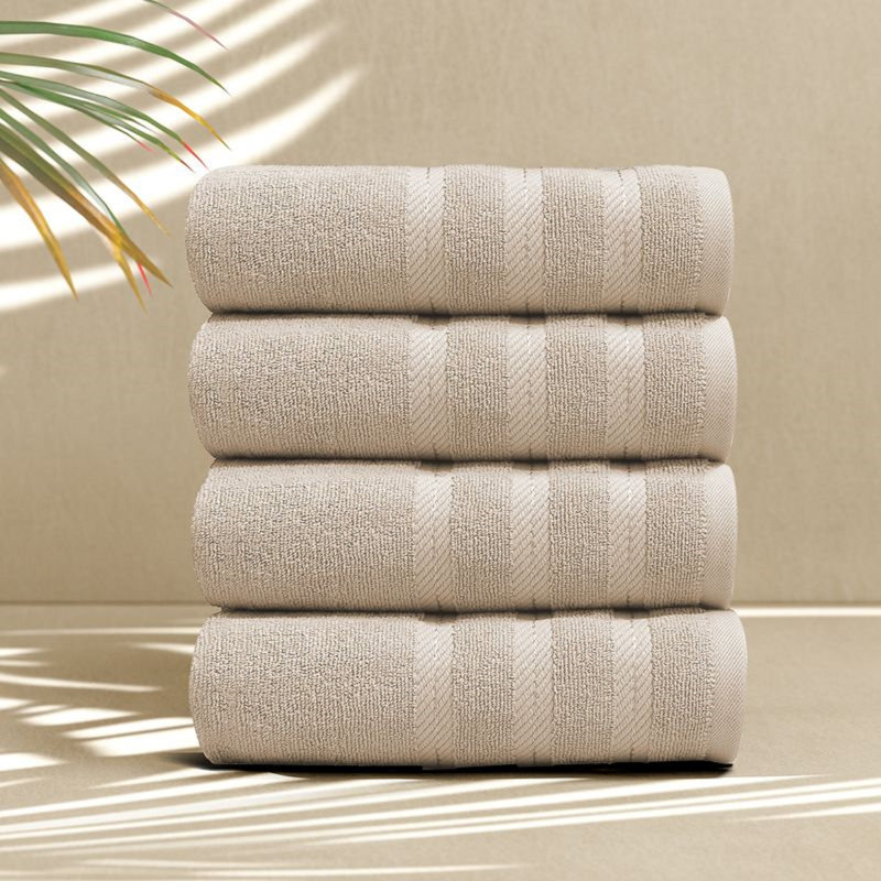  100% Combed Cotton Hand Towels – Ultra Soft & Highly Absorbent, 16" x 28", 4-Piece Set, Beige, Hand Towels - 4 Pack