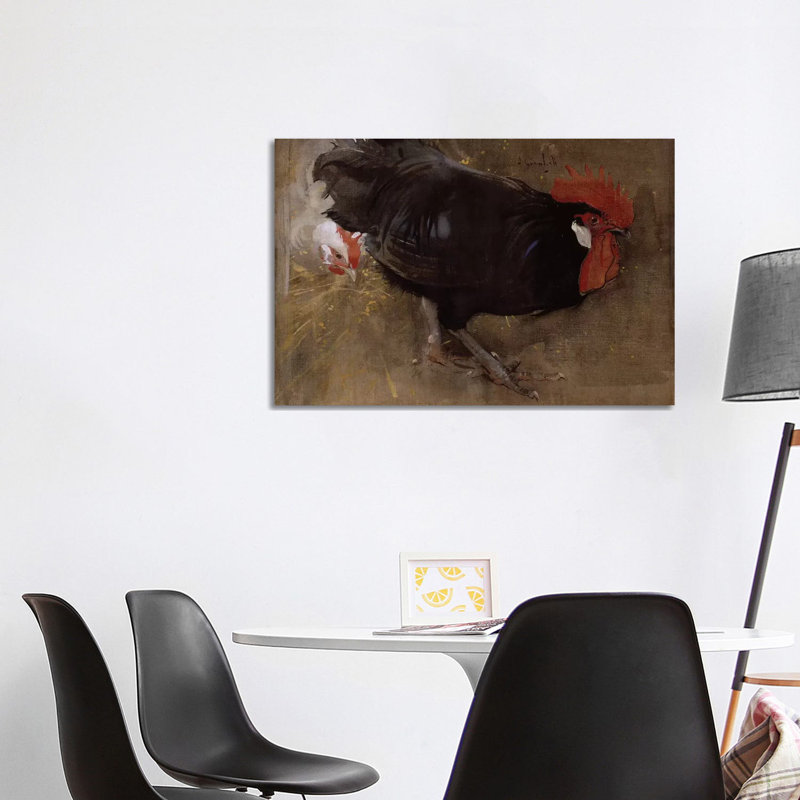 The Black Cock by Joseph Crawhall - Wrapped Canvas Painting, 66.04cm H x 101.6cm W x 1.91cm D