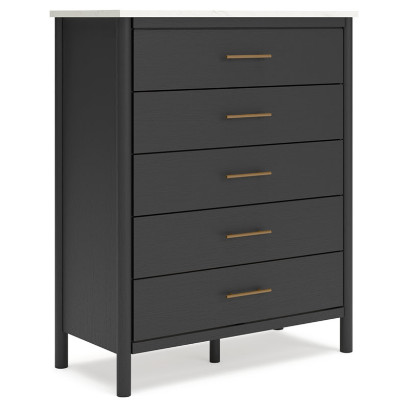 Cadmori Black and White 5-Drawer Transitional Chest