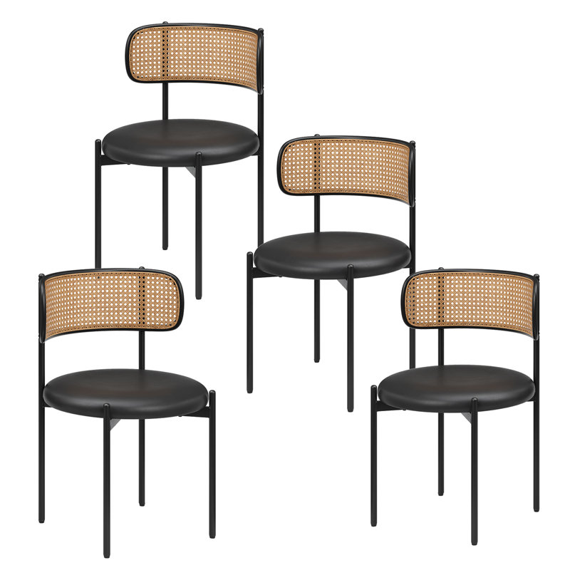 Faux Leather Upholstered Side Chair, Black