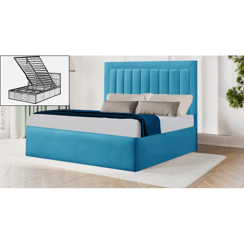 Balendin Upholstered Ottoman Storage Bed, Black, Super King (6')