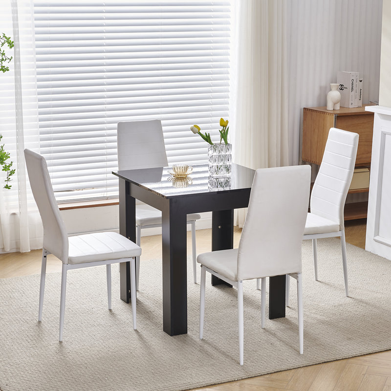Dining Set, White Leather Line Chairs#4