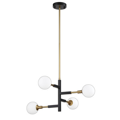 Luminaire suspendu 4 lumières noir et laiton Kenshawn