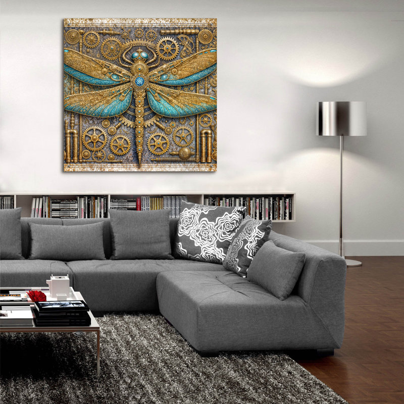  «Steampunk Dragonfly» par Rey Klimt, art mural en verre acrylique, 36 po x 36 po, H 36 po x l 36 po x P 0,2 po