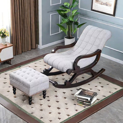 Solid Wood Frame Upholstered Leisure Rocking Chair
