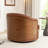 Wooden Vegan Leather Upholstered  Armchair  Swivel Barrel Chair-113403011
