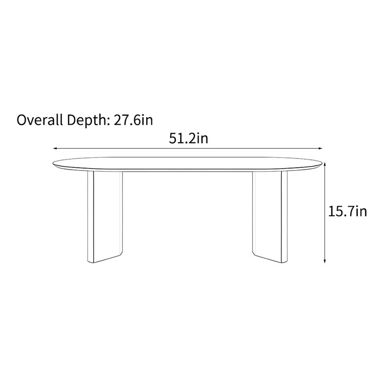 Table basse simple de style français, H 15,7 po x L 51,2 po x l 27,6 po, Noir
