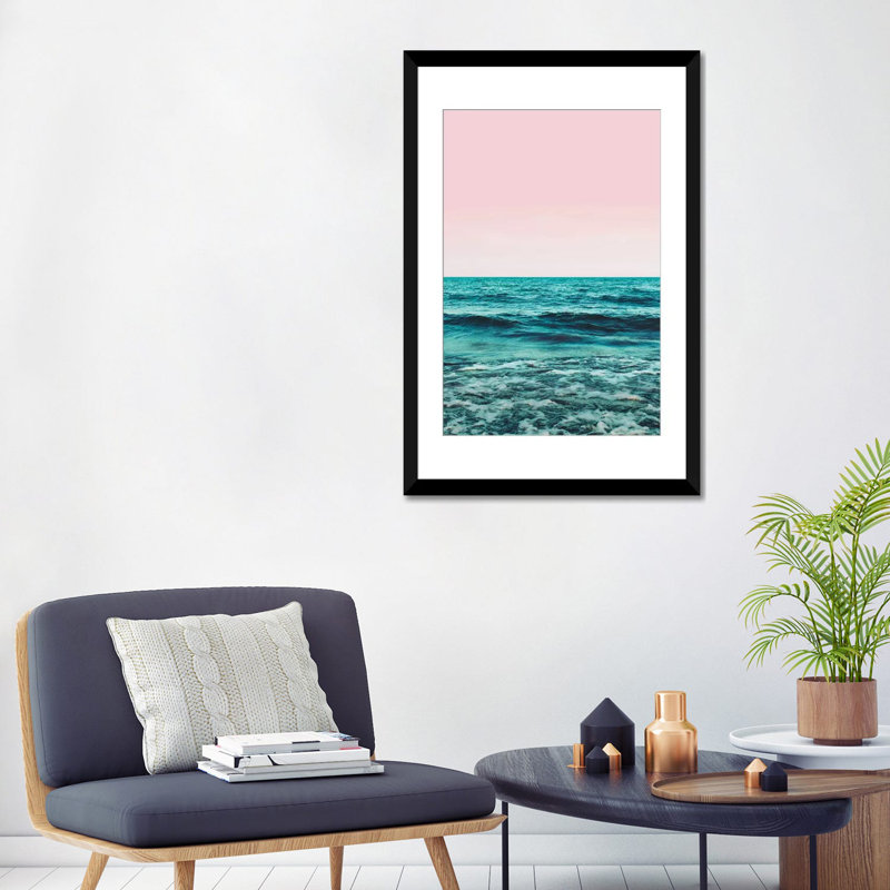 «Ocean», impression sur toile, H 32 po x l 24 po x P 1 po, Papier avec cadre noir, Blanc