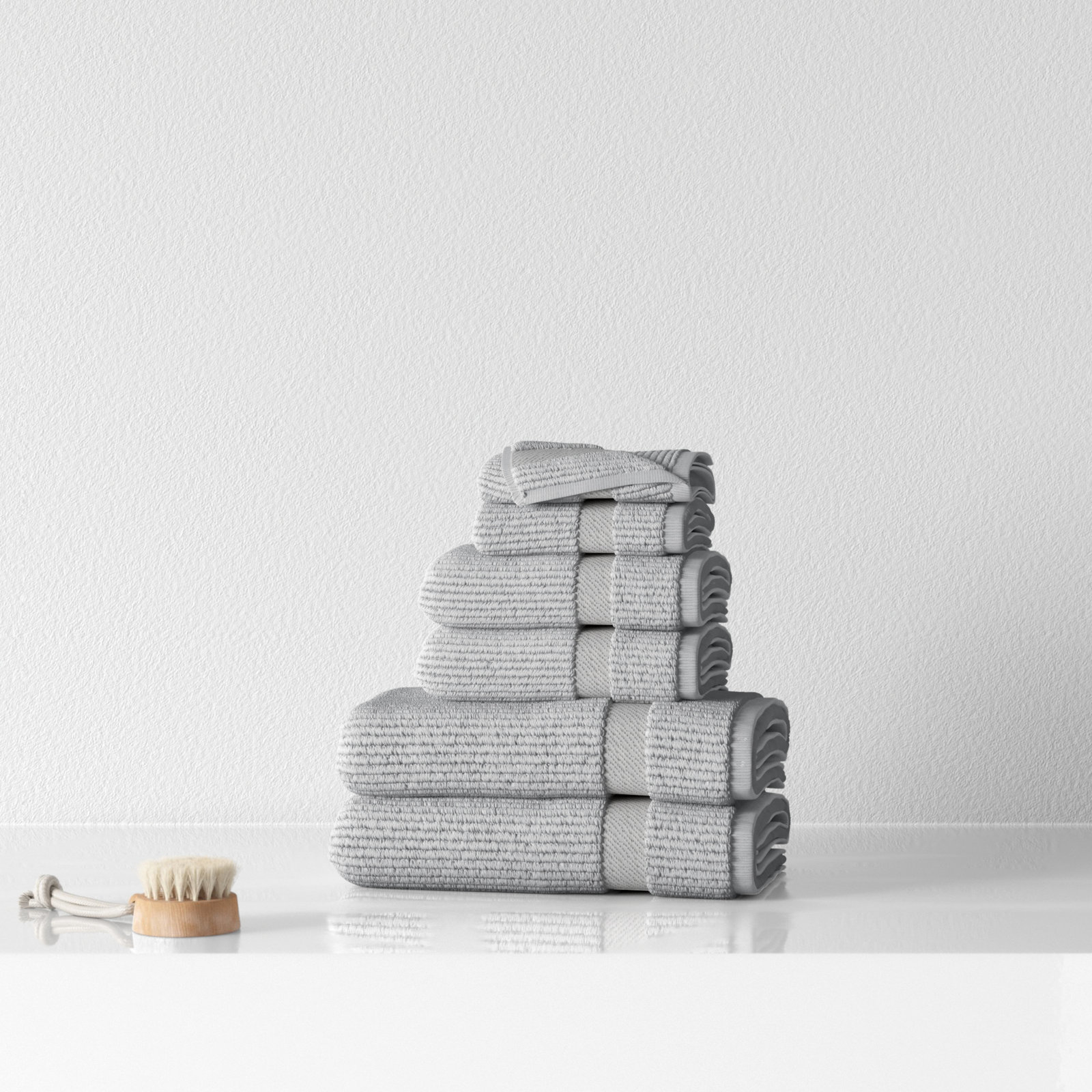 Bear 6 Piece 100% Cotton Towel Set, Platinum