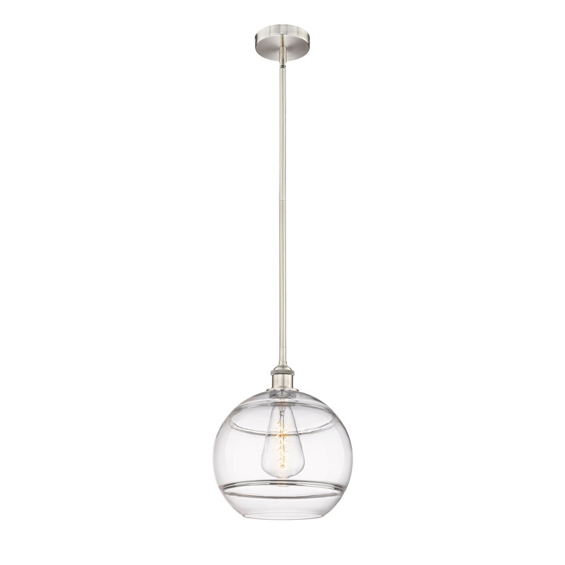 Mini-luminaire suspendu avec tige 6 po Edison Bienes-616-G556, H 12,88 po x l 12 po x P 12 po, Transparent