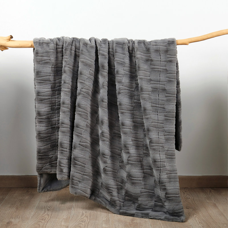 Knitted Throw Blanket, Grey, 127cm x 152.4cm