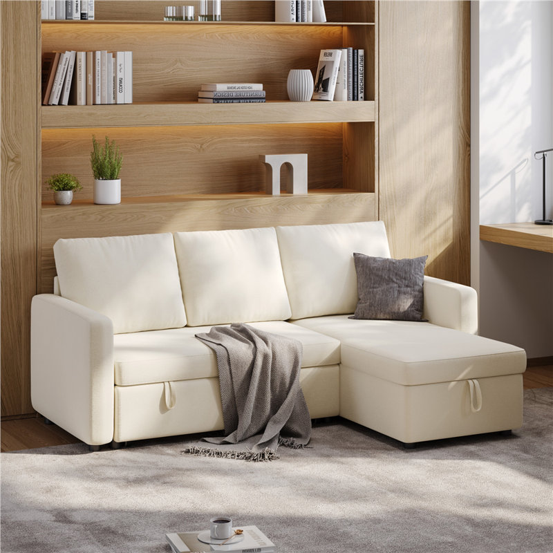 Moda Form 3-Seater L-Shaped Sofa Bed, Convertible Corner Sofa with Reversible Chaise & Pull Out Trundle Bed  for Small Living Rooms, Apartments