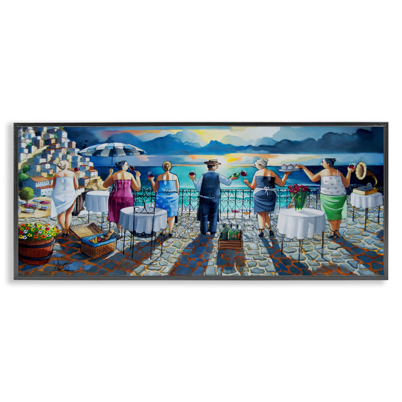 «Villa Sunset View View», estampe numérique encadrée par Ronald West, Giclée encadrée noir minuit, H 13 po x l 30 po