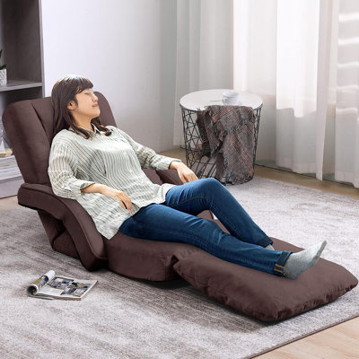 Foldable Lazy Sofa Bed 14-Position Adjustable Comfy Floor Chair Chaise Lounge With Armrests And Pillow With Gaming Recliner For Adults With Foot Rest