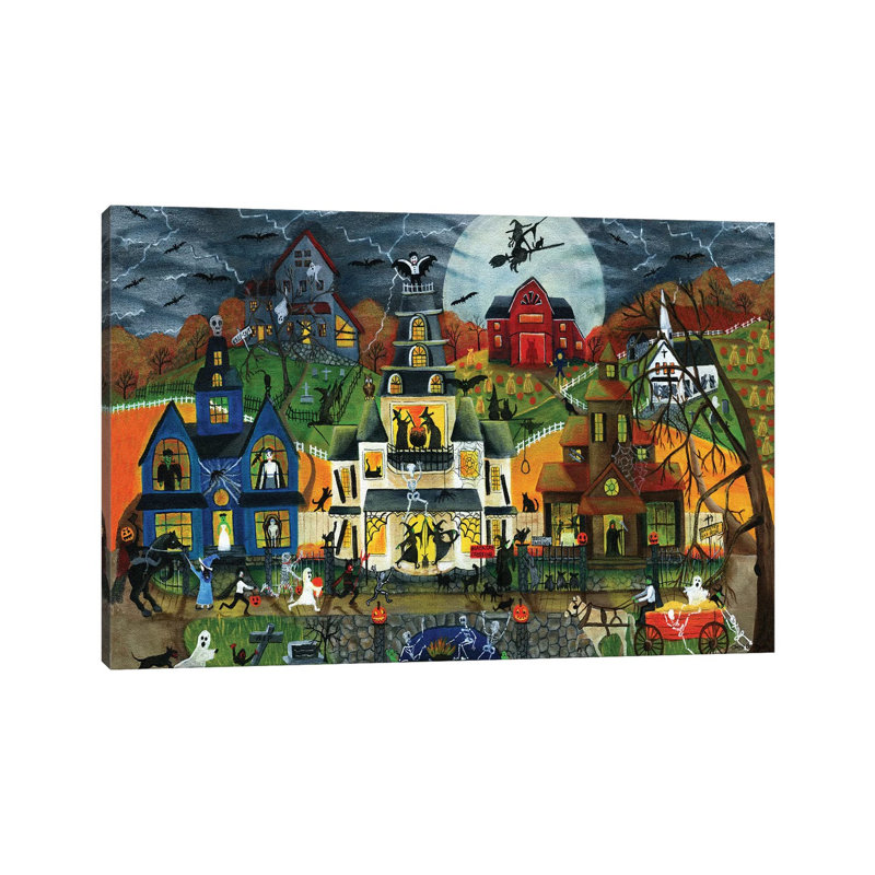 Spooky Street Cheryl Bartley by Cheryl Bartley - Wrapped Canvas Painting, 20.32 cm H x 30.48 cm W